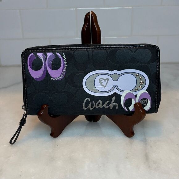 Coach Wallet Y2K Maralee Jacquard Signature Logo Full Zip Wallet - Picture 1 of 16